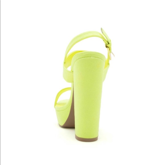 Dearly-08 Neon Yellow Block Heels - Picture 3 of 4